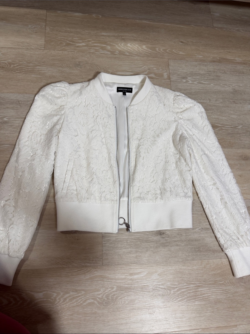 Generation Love White Lace Bomber Jacket